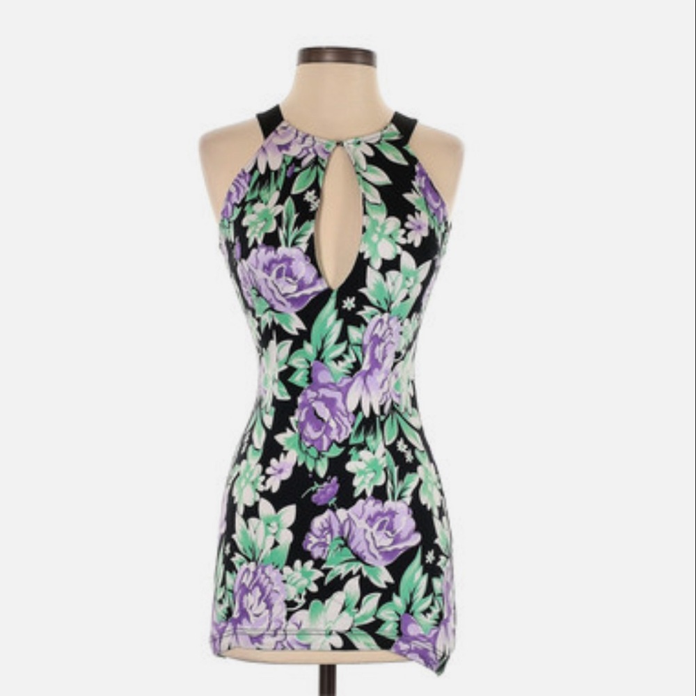 Maurie & Eve floral keyhole mini dress, size x-small